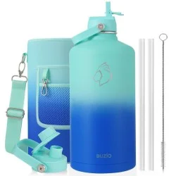 Buzio Duet Series Gallon Bottle with 2 Lids and Sleeve 3.8L - Caribbean Blue